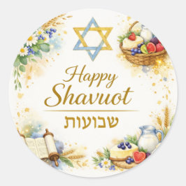 Adesivo Feliz Shavuot Adesivo, Estrela de Davi, Laticínios