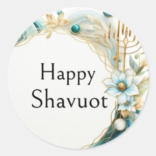 Adesivo Feliz Shavuot - Agate Azul Dourado