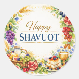 Adesivo Feliz Shavuot, Sete Espécies Decorativas