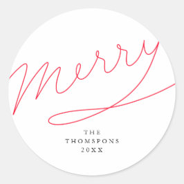 Adesivo Feliz Simples Mão Vermelha - Script de Natal