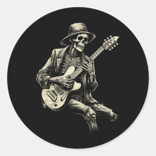 Adesivo Feliz Skeleton Guitar Cara Spookie Halloween Rock 