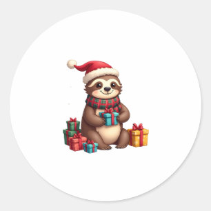 Adesivo Feliz Slothmas adorável preguiça de Natal chapéu d