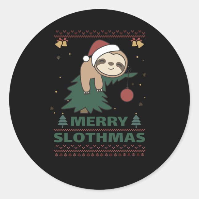 Adesivo Feliz Slothmas Engraçado Slony Natal Pun (Frente)
