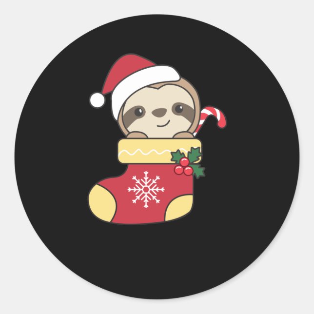 Adesivo Feliz Slothmas Engraçado Sloth No Natal (Frente)