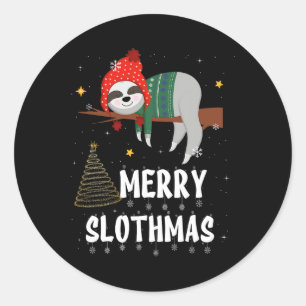 Adesivo Feliz Slothmas Pijama de Natal Para Amantes de Pre