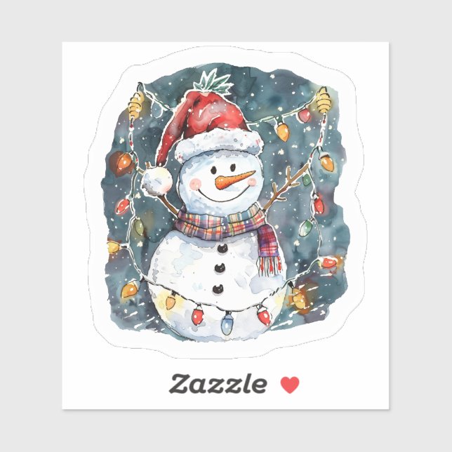 Adesivo Feliz Snowman Decorates para o Natal (Folha)