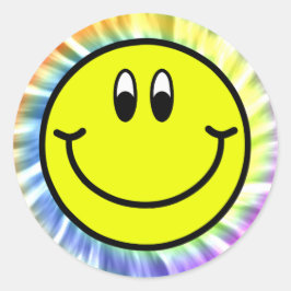 Adesivo Feliz Sorrindo Cara Emoji Tie Dye Round Sticker