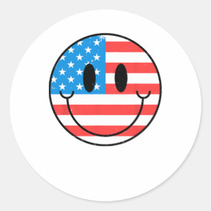 Adesivo Feliz Sorriso De Rosto Dos Eua Bandeira Americana