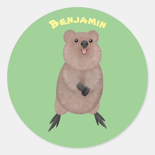 Adesivo Feliz sorriso, design de desenho animado de quokka (Frente)