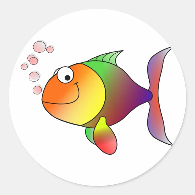 Adesivo Feliz Sorriso Peixe Arco-Íris e Bolhas (Frente)