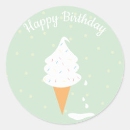 Adesivo Feliz Sorvete de aniversário Cone Sprinkles Bolinh