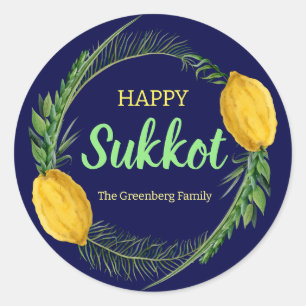 Adesivo Feliz Sukkot Lulav Blue Stickers