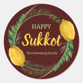 Adesivo Feliz Sukkot Lulav Red Stickers