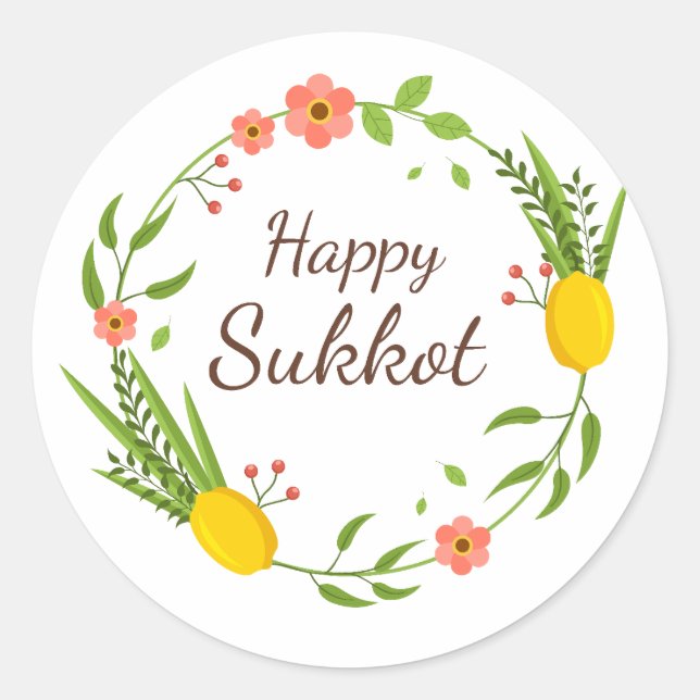 Adesivo Feliz Sukkot Lulav Stickers (Frente)