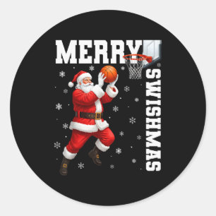 Adesivo Feliz Swishmas Srt Natal Basquetebol Xmas Homens B