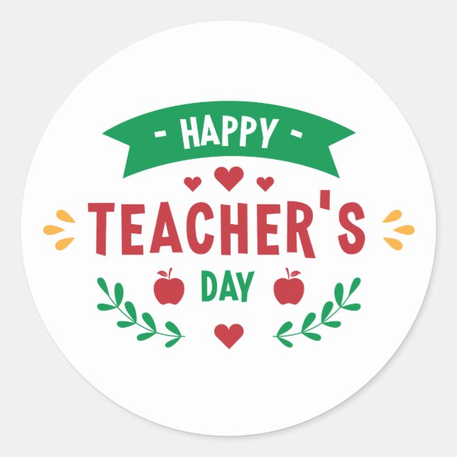 Adesivo Feliz Teacher's Day word art (Frente)