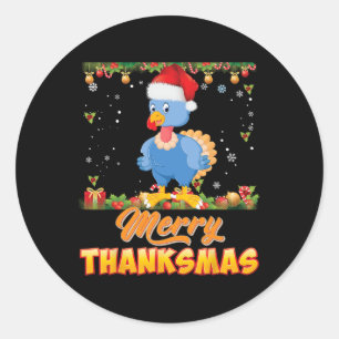 Adesivo Feliz Thanksmas Turquia Papai noel Elf Ação de Gra