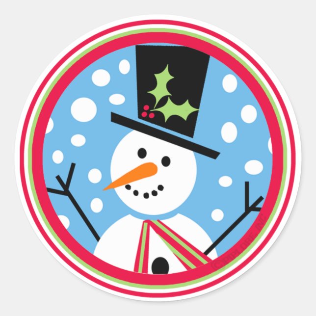 Adesivo Feliz Top Hat Snowman Sticker (Frente)