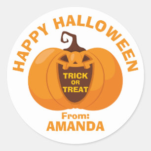 Adesivo Feliz Truque de Halloween ou Trate Cara de Abóbora