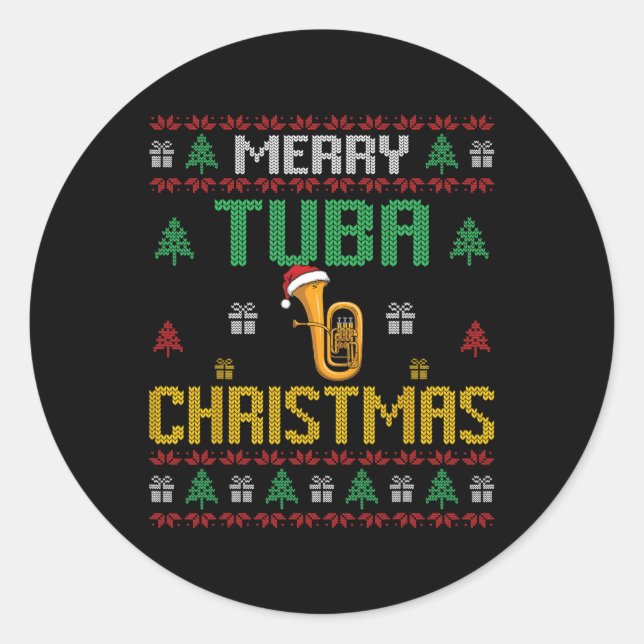 Adesivo Feliz Tuba Christmas Funny Tuba Player Ugly Xmas H (Frente)