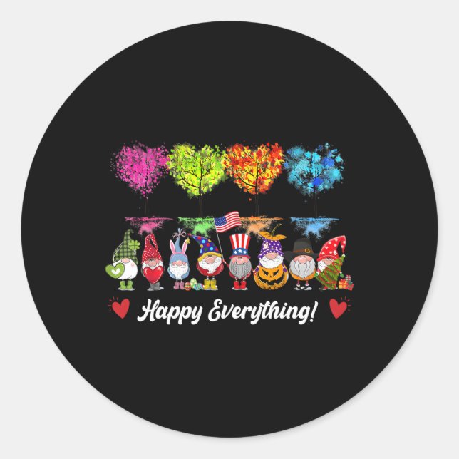 Adesivo Feliz Tudo Gnomos A Cada Estação O Ano Todo (Frente)