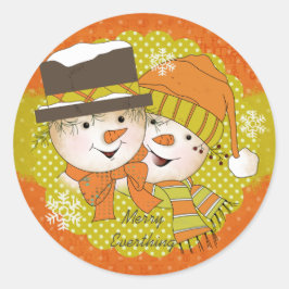 Adesivo Feliz Tudo Snowmen Round Sticker