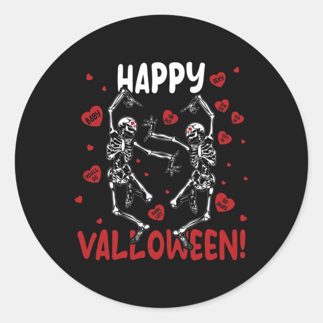 Adesivo Feliz Valloween Funny Dancing Skeleton Gótico Vale (Frente)