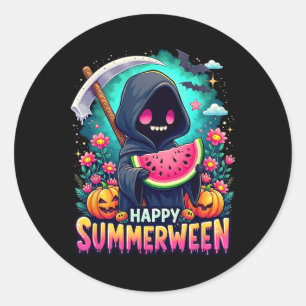 Adesivo Feliz Verão do Skeleton Jack-o-lantern Summer Wa