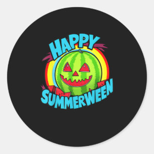 Adesivo Feliz Verão entre a melancia de Verão Jack-O-Lante