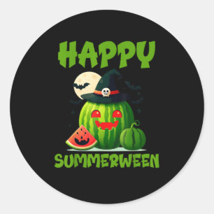 Adesivo Feliz Verão entre a melancia de Verão Jack-O-Lante