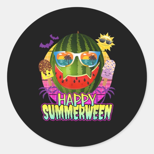 Adesivo Feliz Verão entre Watermelon Jack O Lanterna Verão (Frente)