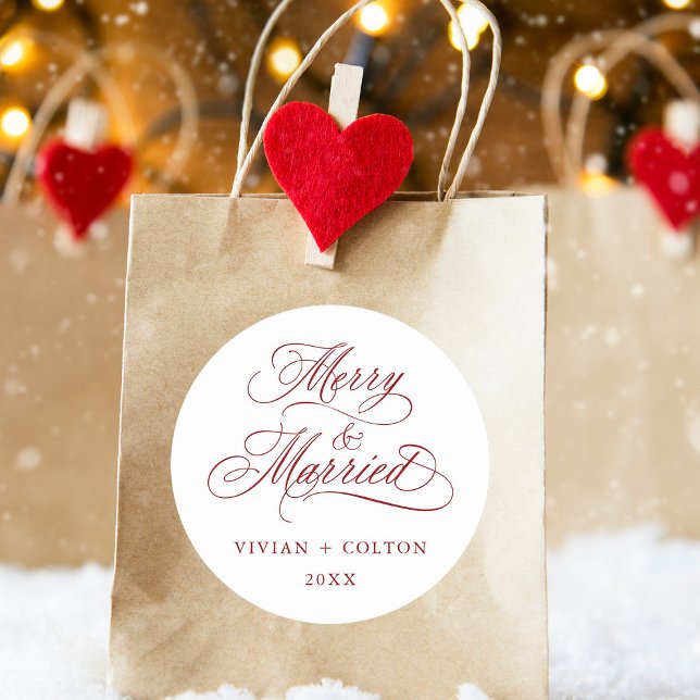 Adesivo Feliz Vermelha e Casados Recém-Semanas Primeiro Na (Criador carregado)