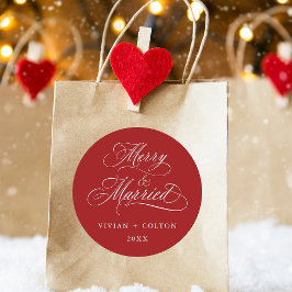 Adesivo Feliz Vermelha e Casados Recém-Semanas Primeiro Na