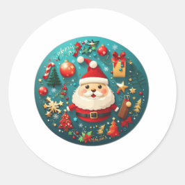 Adesivo Feliz Vinheta Arredondada de Natal