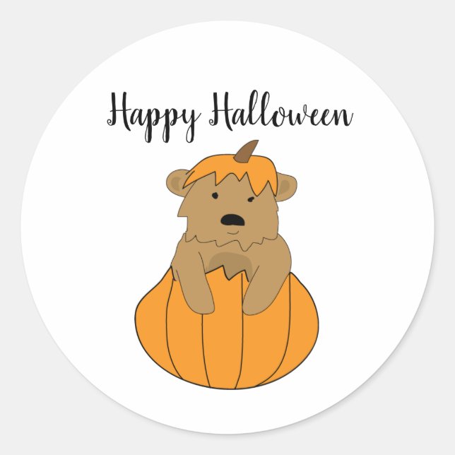 Adesivo Feliz Vinhetas De Abóbora De Halloween (Frente)