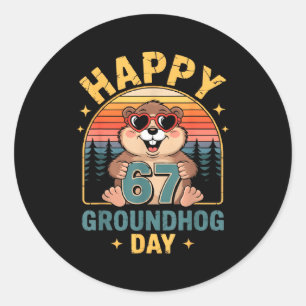 Adesivo Feliz Vintage 67 Dia da Marmota Amante de Animais