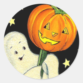 Adesivo Feliz Vintage Ghost e Pumpkin Sticker