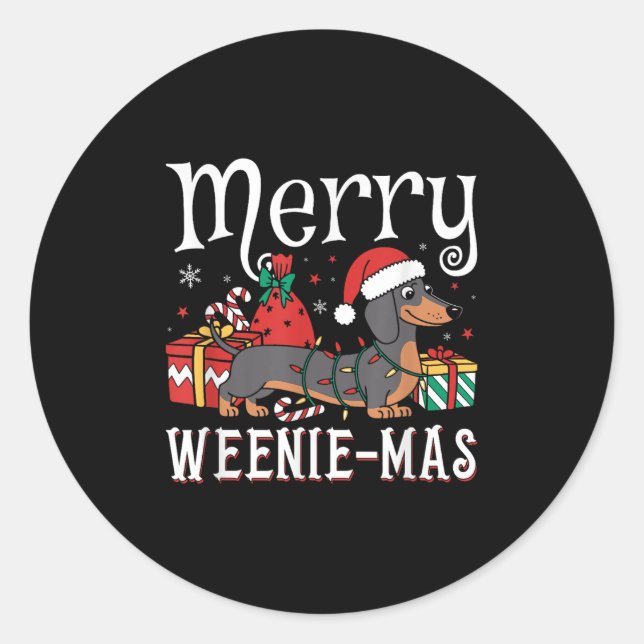 Adesivo Feliz Weenie-mas Weenie Xmas Natal Dachshund (Frente)