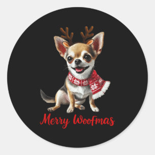 Adesivo Feliz Woofmas Chihuahua Cachorro Meme Com Antlers
