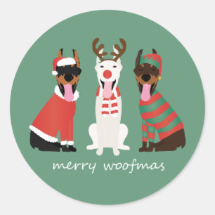 Adesivo Feliz Woofmas Dobermann - Cães de Natal