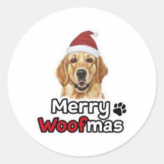 Adesivo Feliz Woofmas ouro recuperador do cão