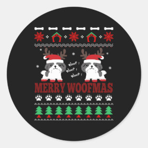 Adesivo Feliz Woofmas Shih Tzu Ugly Christmas