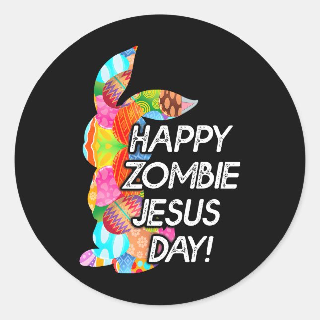 Adesivo Feliz Zombie Jesus Dia Páscoa Coelhinho Para (Frente)