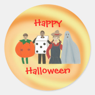 Adesivo Felizes Crianças de Halloween nos Vestidos