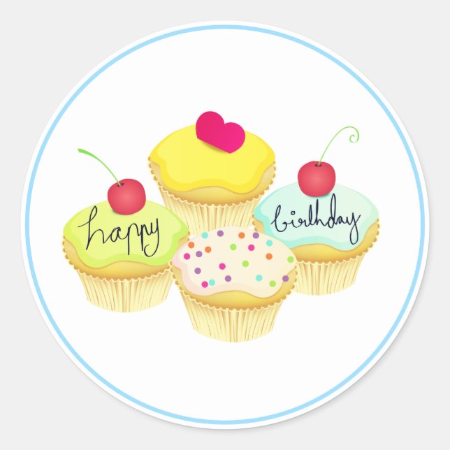 Adesivo Felizes Cupcakes de aniversário (Frente)