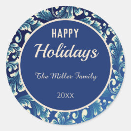 Adesivo Felizes Feriados Damask Folgas em Azul
