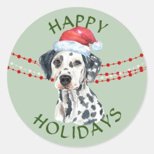 Adesivo Felizes Feriados do Dalmatian Santa Hat