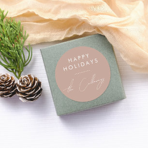 Adesivo Felizes Feriados e Nome da Família de Script Natal