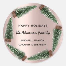 Adesivo Felizes Feriados Feliz Festa de Natal Nome Rosa