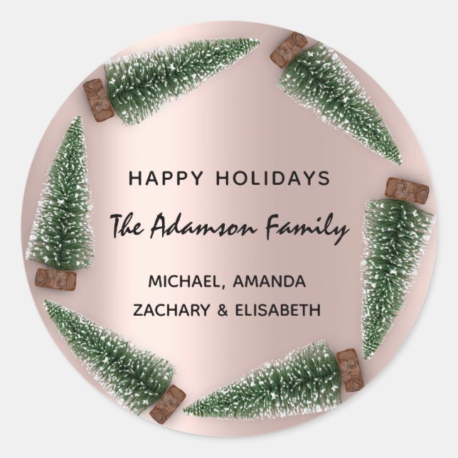 Adesivo Felizes Feriados Feliz Festa de Natal Nome Rosa (Frente)